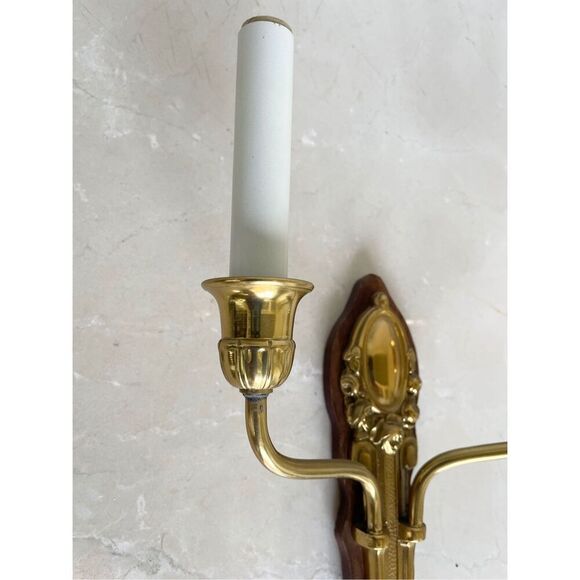 Vintage Neoclassical  Style Solid Brass Wall Sconse Two Light Arm - Picture 2 of 6